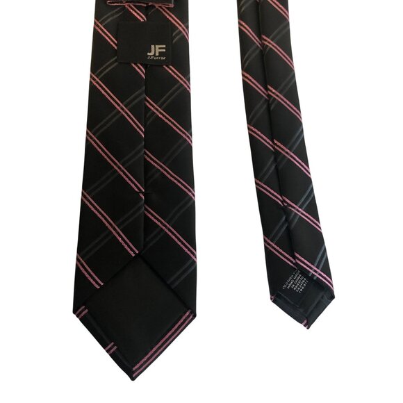 J Ferrar Tie Black Pink Gray Plaid Mens Necktie Office Work Formal Dad Gift - Picture 4 of 7